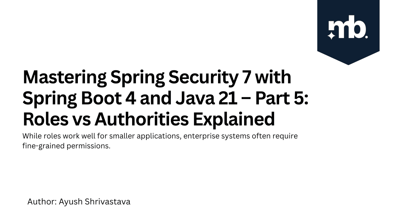 Mastering Spring Security 7 with Spring Boot 4 and Java 21 – Part 5: Roles vs Authorities Explained