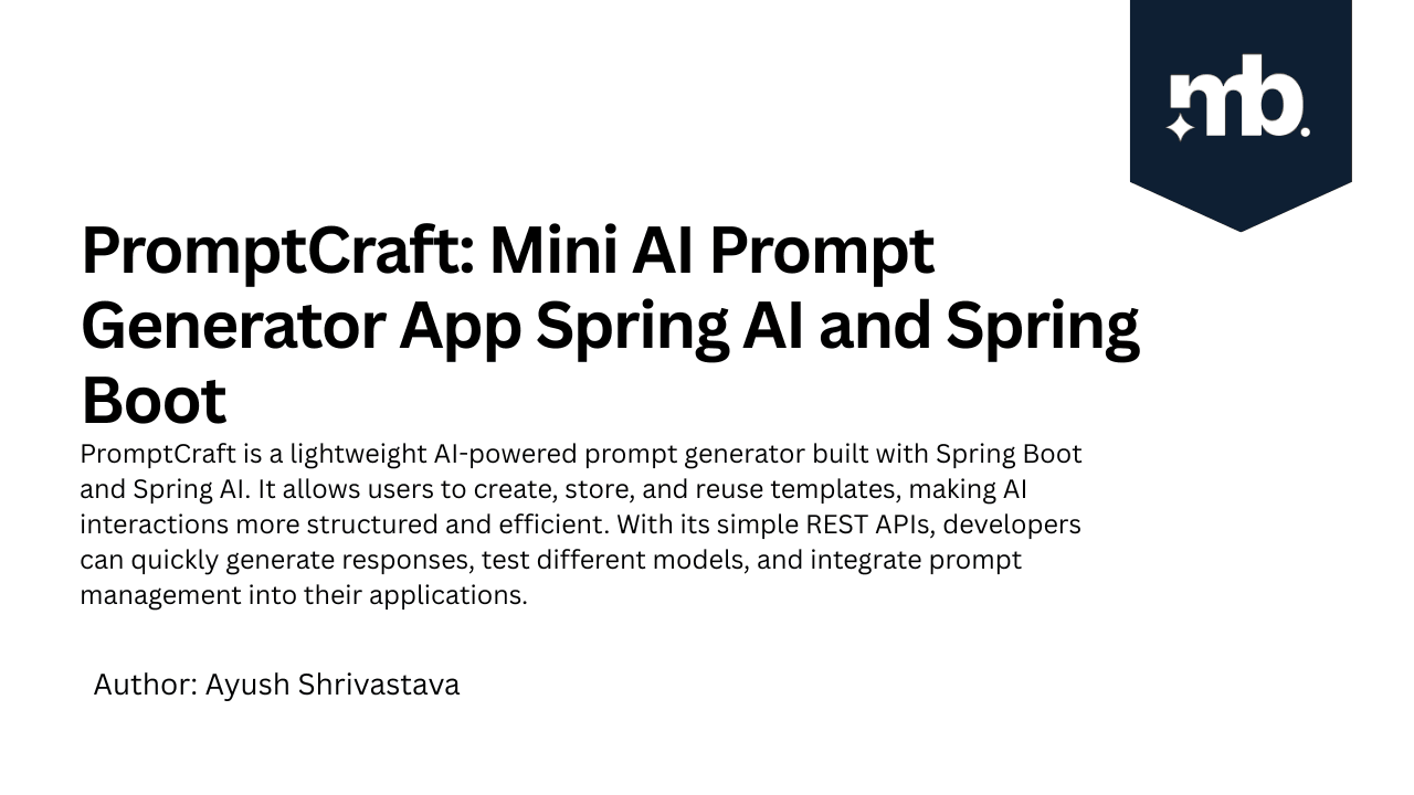 PromptCraft: Mini AI Prompt Generator App Spring AI and Spring Boot